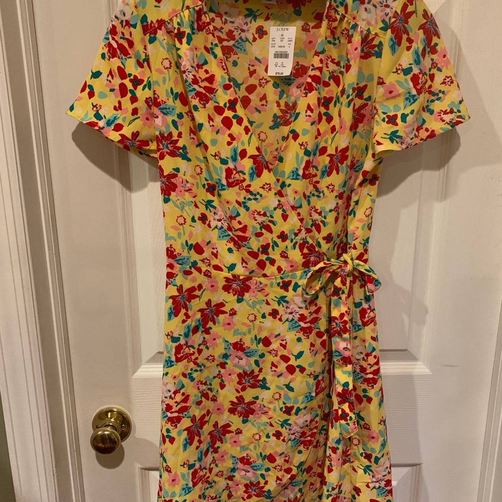 yellow floral wrap dress